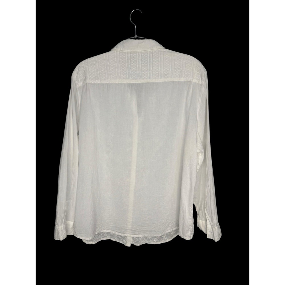 Chico's Size 3 US XL Blouse White Embroidered 100% Cotton Summer Shirt Button Up - Picture 2 of 5